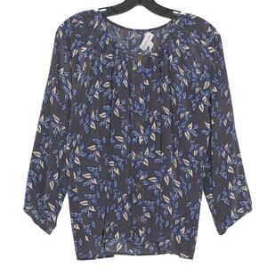 Bayla Jane Top Silk Cottage Romantic Minimalist Grandma Floral Button Gray Small